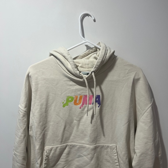 PUMA Men's Unisex Off-White Hoodie with Multicolor Logo size Medium - Picture 5 of 10